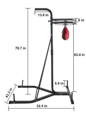 2 i 1 60kg kapacitet vikbart fristående boxningsväska stativ, unisex, justerbar höjd, stabil design, bred användning