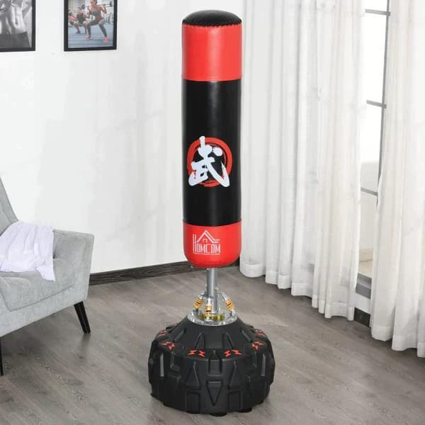 Rootz Boxningssäck - Boxningsträning - Boxningsställ - Punchställ - Boxningsassistent - Svart/Röd - 60x60x180 cm