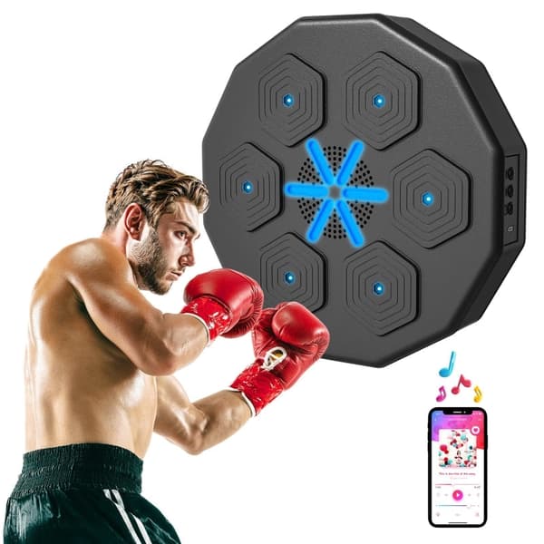Rootz Musikboksemaskine - Væghængende fitnesstræner - Bluetooth-boksesæk - Kunstlæder - 40 cm x 40 cm x 7,5 cm