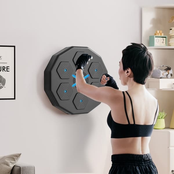 Rootz Musikboksemaskine - Væghængende fitnesstræner - Bluetooth-boksesæk - Kunstlæder - 40 cm x 40 cm x 7,5 cm
