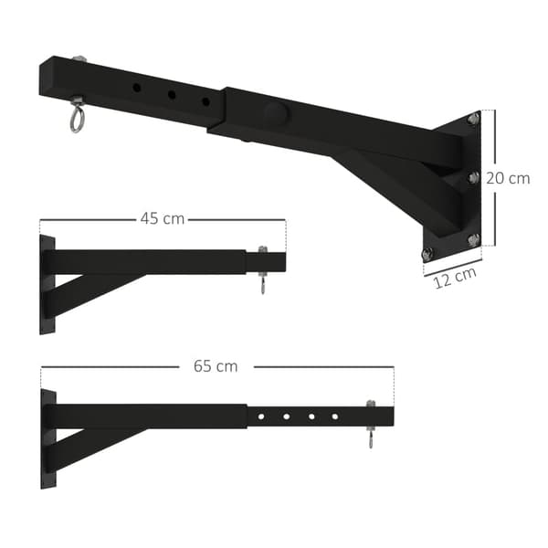 Rootz-hålsäckshållare - Väggfäste - Justerbar längd - Stålram - 360° roterande krok - Stabilitet - 45-65cm x 12cm x 20cm