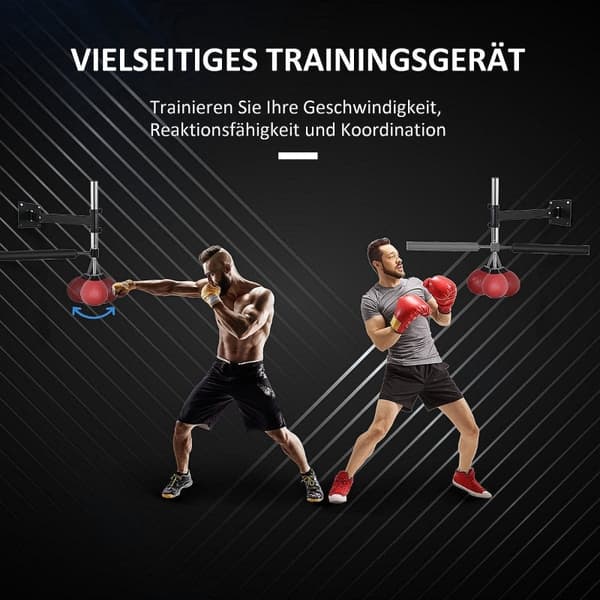 Rootz boxningsram - Stativ för boxningssäck - Väggmonterad boxningsutrustning - Stålram - Justerbar höjd - Träningsreflexer - Röd - 79cm x 72cm x 20cm