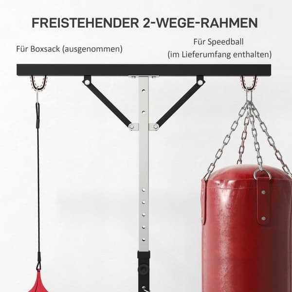Rootz boxningsställ - Ställ för boxningssäck - Speedball - Justerbar i höjdled - Förstärkt stabilitet - Svart stål - 160cm x 145cm x 175-220cm