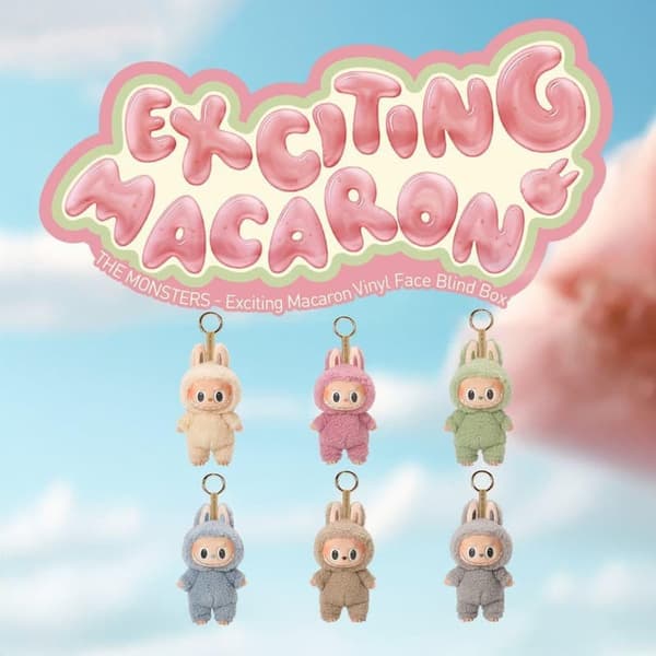 POP MART Monster Macaron-First - Sukupolvi 17cm Labubu Jännittävä Macaron Monsters Soft - Feel Pehmo Avaimenperä - Blind Box Yllätyslahja