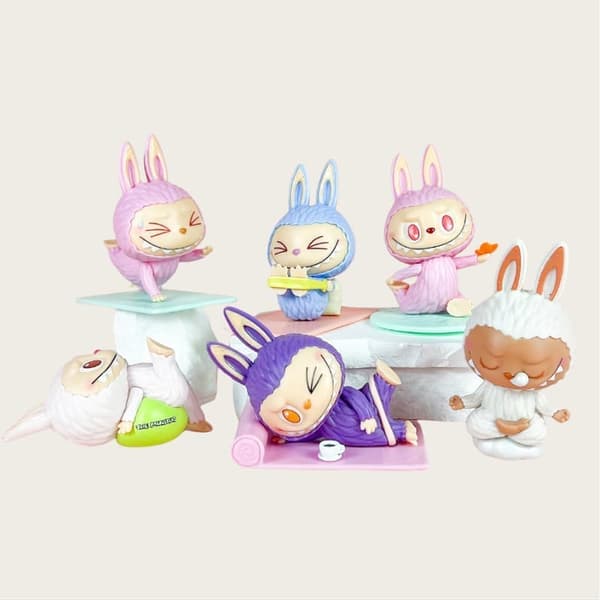 FUNNY LABUBU Yoga Edition – Andra Generationen – 6-pack Blind Box Samlarfigurer i Transparent Förvaringspåse