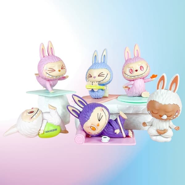 FUNNY LABUBU Yoga Edition – Andra Generationen – 6-pack Blind Box Samlarfigurer i Transparent Förvaringspåse