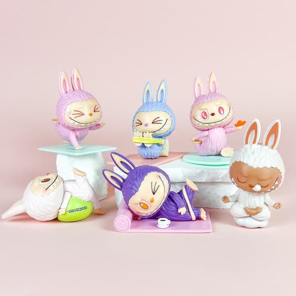 FUNNY LABUBU Yoga Edition – Andra Generationen – 6-pack Blind Box Samlarfigurer i Transparent Förvaringspåse