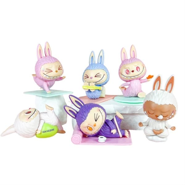 FUNNY LABUBU Yoga Edition – Andra Generationen – 6-pack Blind Box Samlarfigurer i Transparent Förvaringspåse