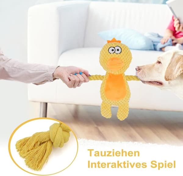 OBOSOE Pehmopuuvillainen purulelu köysilelu, vinkuva koiranlelu kahisevalla paperilla pienille ja keskikokoisille koirille