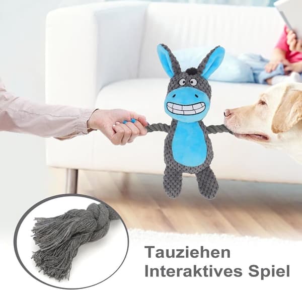 OBOSOE Pehmopuuvillainen purulelu köysilelu, vinkuva koiranlelu kahisevalla paperilla pienille ja keskikokoisille koirille