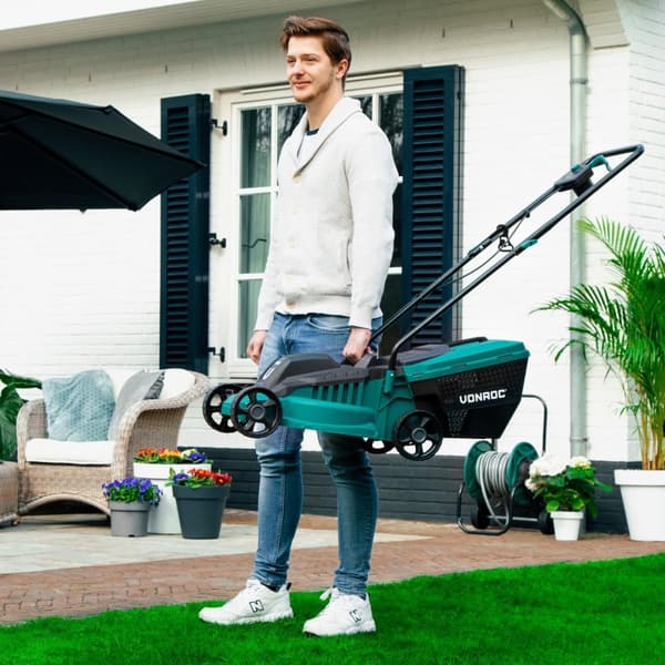VONROC Plæneklipper 1300W - 32 cm | Inkl. 30L opsamler
