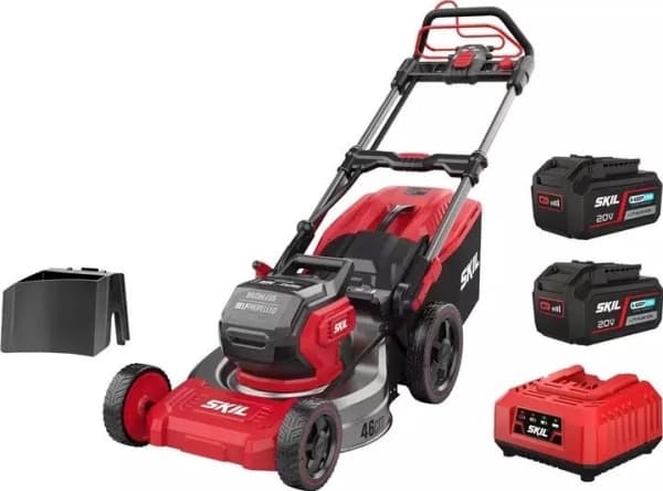 Sladdlös självgående gräsklippare Skil 0150 BA; 2x18 V; 2x4,0 Ah batteri.
