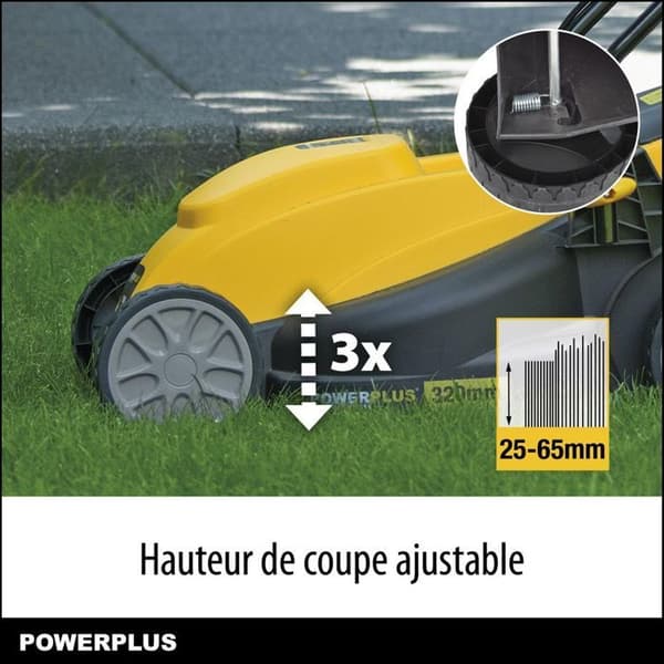 POWERPLUS POWXG6212T Elektrisk gräsklippare och kantklippare - Gräsklippare 1300W & 32 mm Ø och kantklippare 250W & 220mm Ø