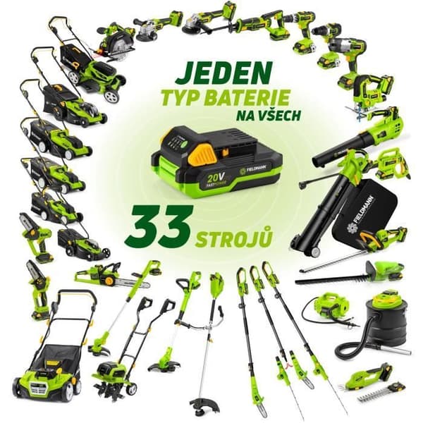 Gräsklippare utan sladd - FIELDMANN - 20V - Klippbredd 37 cm - Max höjd 75 mm - Batteri och laddare ingår inte