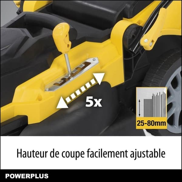 POWERPLUS POWXG6281 elektrisk gräsklippare - 2000W, 420mm Ø, Uppsamling, Mulching, Bakutkast