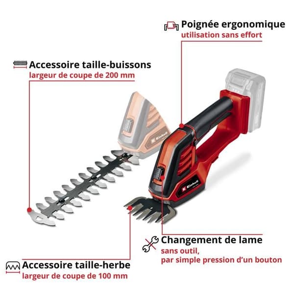 Gräsklippare och busksax - Einhell - GE-CG 18/100 Li - Batteridriven - Motoriserad - Grön