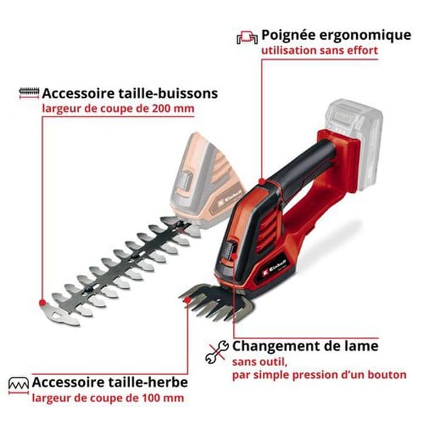 Gräsklippare och busksax - Einhell - GE-CG 18/100 Li - Batteridriven - Motoriserad - Grön