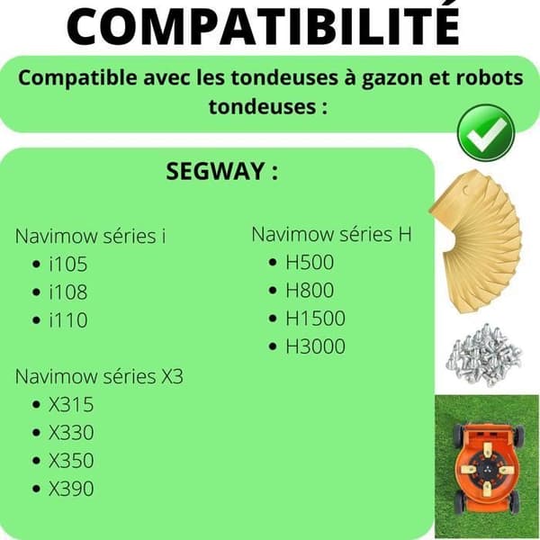 Reservblad för Segway Navimow robotgräsklippare i105 i108 i110 X315 X330 X350 X390 H500 H800 H1500 H3000 [Förpackning med 45]