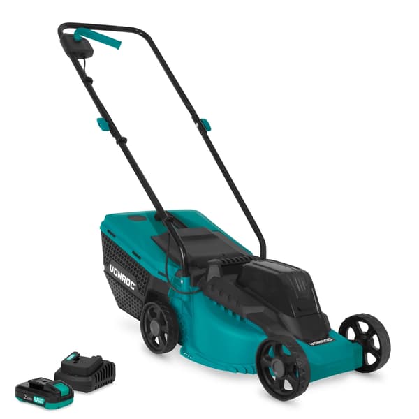 VONROC Plæneklipper 20V – Kulfri - 32 cm | Inkl. 2.0Ah Akku og oplader
