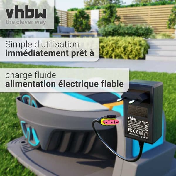 vhbw strömadapter kompatibel med Husqvarna Automower 105, 310, 315, 315X, 305, 310 Mark II, 315 Mark II gräsklippare,