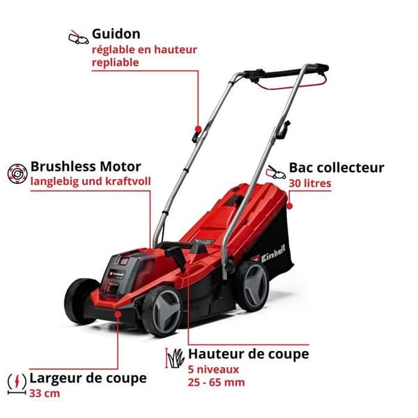 Einhell GE-CM 18-33 Li-Solo sladdlös gräsklippare, utan batteri, utan laddare - 3413266