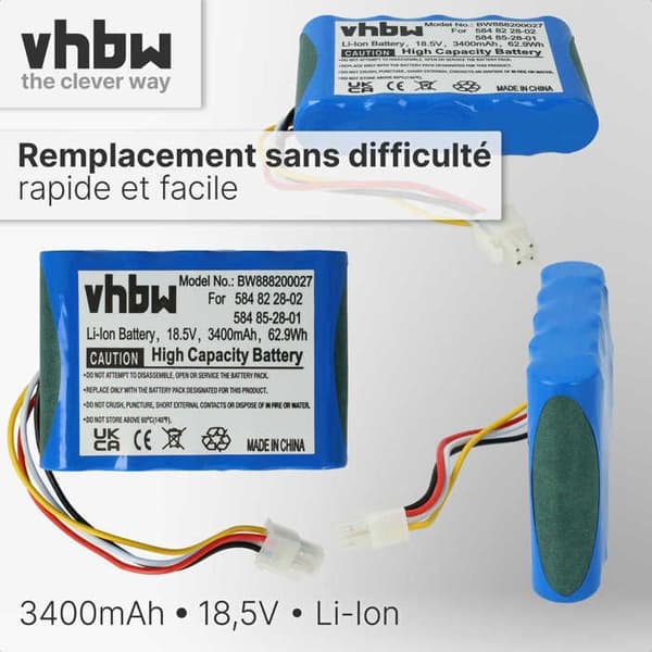 vhbw Batteri Robot gräsklippare kompatibel med Husqvarna Automower 310, Husqvarna Automower 315 - (3400mAh, 18,5V, Li-Ion)