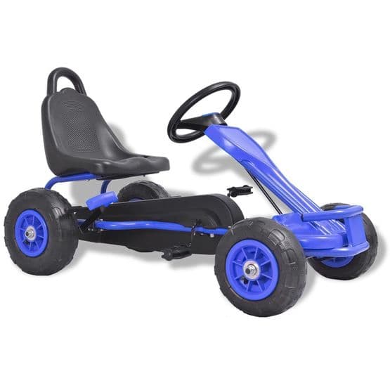 Pedaldriven Gokart Med Luftfyllda Däck Blå