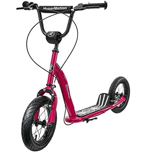 HyperMotion Scooter lapsille suurilla ilmatäytteisillä renkailla, max. Kuorma jopa 50 kg, taitettava jalusta ja säädettävä ohjaustanko, Punainen