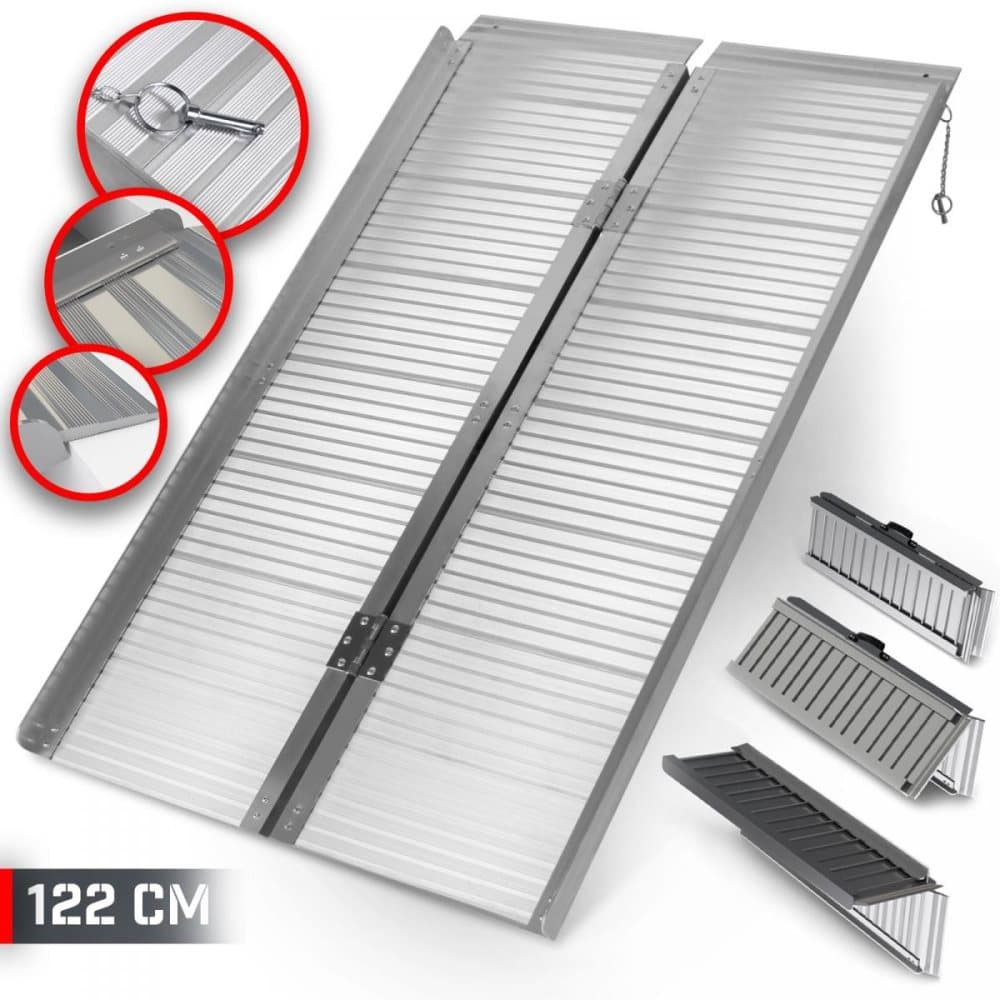 Rullstolsramp, aluminium, hopfällbar, 122 cm, ramp