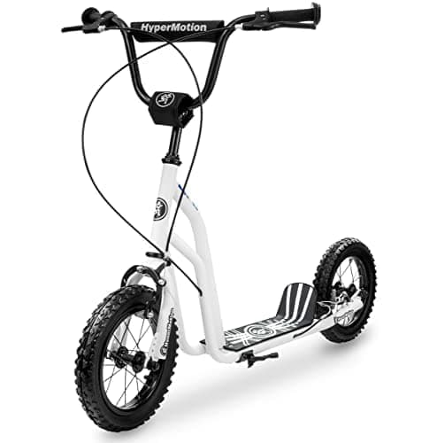 HyperMotion, skootteri lapsille ja nuorille, kuorma jopa 50 kg, puhallettavat pyörät 30 cm, 2 käsijarrua, ohjaustangon säätö,