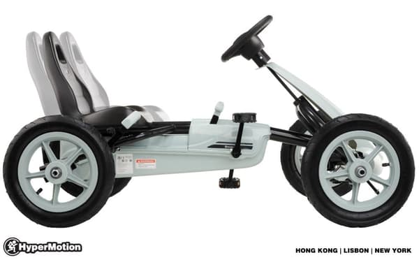 Gokart til børn fra 5 år, kørsel: for og bag, dobbelt håndbremse, børnecykel som en bil, 4 hjul metal + plast, grå