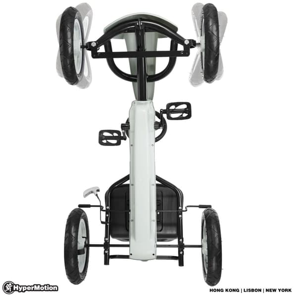 Gokart til børn fra 5 år, kørsel: for og bag, dobbelt håndbremse, børnecykel som en bil, 4 hjul metal + plast, grå
