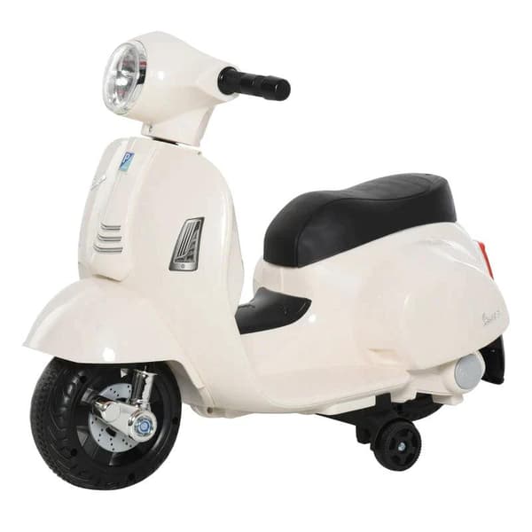 Rootz VESPA - Sähkömoottoripyörä - Lasten moottoripyörä - Sähköajoneuvo - LED-valo - Metalli - Valkoinen - 66,5 x 38 x 52 cm