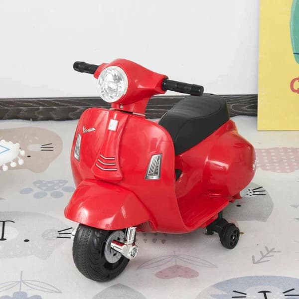 Rootz Vespa - Sähkömoottoripyörä - Lasten moottoripyörä - Sähköajoneuvo - LED-valo - Punainen - 66,5 x 38 x 52 cm