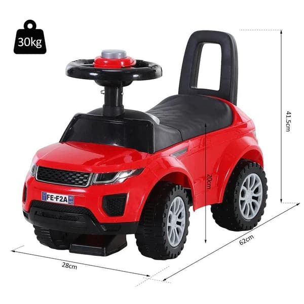 Rootz 3-in-1 Ride On Car - Jalka lattiaan - Äänitorvi - Ohjaus - Pyörä - Ei sähköä - Käsikirja - Istuimen alla säilytys - Punainen