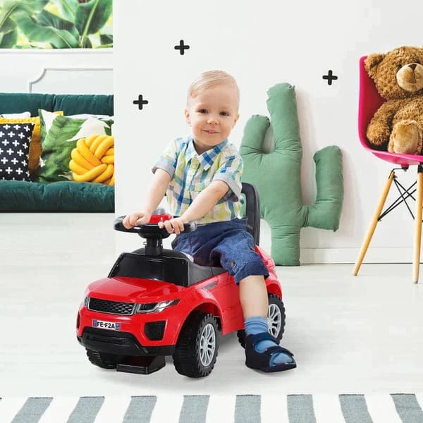Rootz 3-in-1 Ride On Car - Jalka lattiaan - Äänitorvi - Ohjaus - Pyörä - Ei sähköä - Käsikirja - Istuimen alla säilytys - Punainen