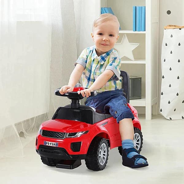 Rootz 3-in-1 Ride On Car - Jalka lattiaan - Äänitorvi - Ohjaus - Pyörä - Ei sähköä - Käsikirja - Istuimen alla säilytys - Punainen