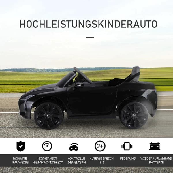 Rootz lasten sähköauto - Lasten auto - Lasten ajoneuvo - Sähköauto - Musta - 106 x 43 x 44 cm