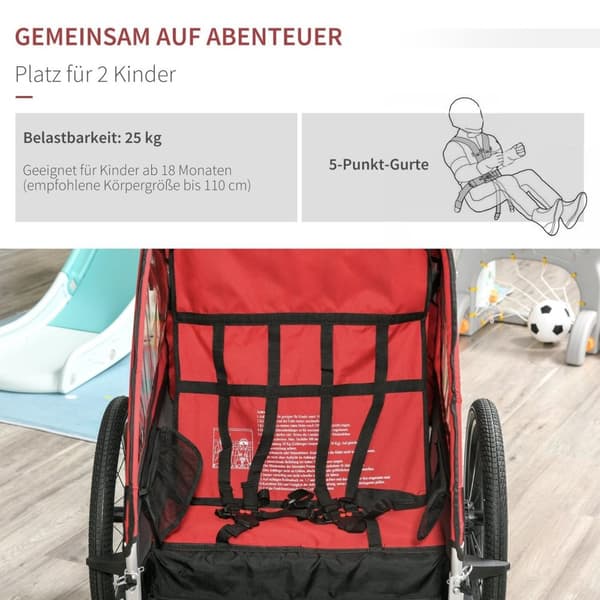 Rootz 3 in 1 Kindertrailer - Rod - Aluminium, - 41, 73 cm x 34, 64 cm x 40, 15 cm