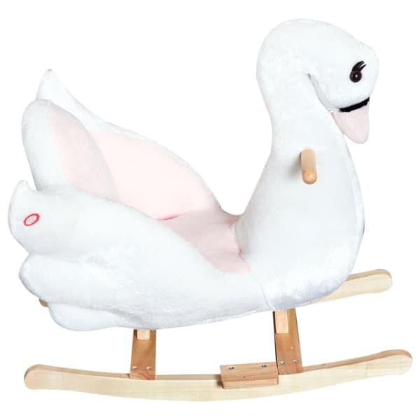 Rootz Rocking Animal Swan - Pinkki, Valkoinen - Pehmo, Puu, Teräs - 23,62 cm x 12,59 cm x 21,65 cm