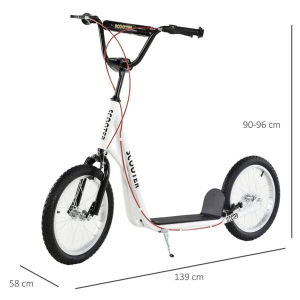 Rootz City Scooter - Hvid - Staal, Aluminium, Gummi - 54,72 cm x 22,83 cm x 35,43 cm
