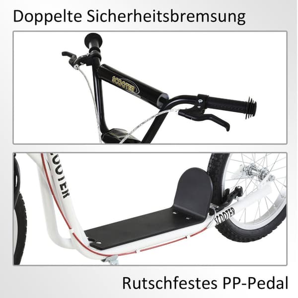 Rootz City Scooter - Hvid - Staal, Aluminium, Gummi - 54,72 cm x 22,83 cm x 35,43 cm