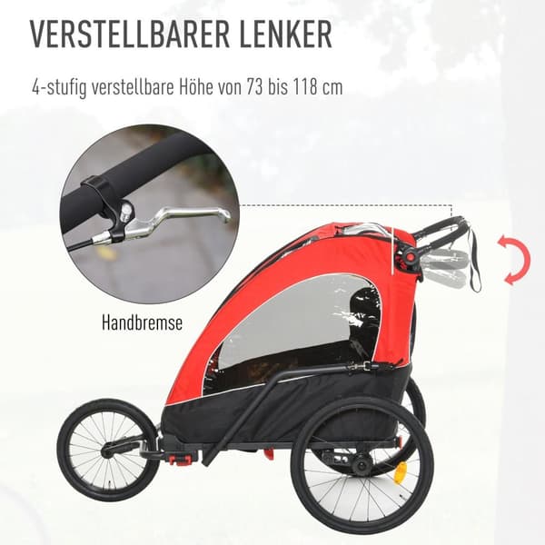 Rootz 3 i 1 børnevogn Jogger - rød, sort - aluminium, Oxford, gummi - 59,05 cm x 33,46 cm x 42,12 cm