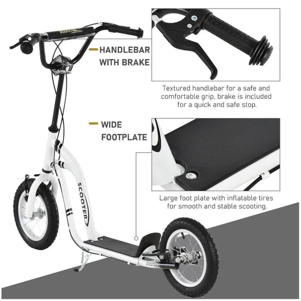 Rootz Scooter Kids - Hvid - Stål, Aluminium, Gummi - 47,24 cm x 22,83 cm x 33,46 cm