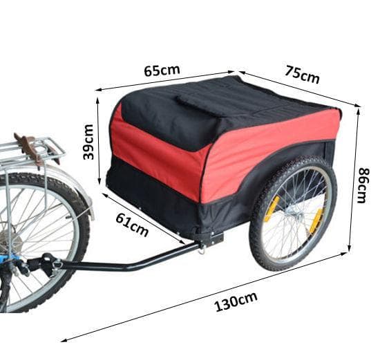 Rootz Cykeltrailer - Rød, Sort - Stål, Stof - 51.181 cm x 30.32 cm x 25.59 cm