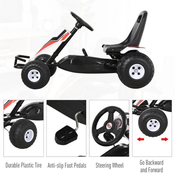Rootz Go-Kart polkimella - Valkoinen - Teräs - 40,94 cm x 25,98 cm x 22,44 cm