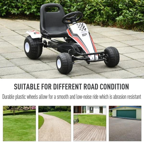 Rootz Go-Kart polkimella - Valkoinen - Teräs - 40,94 cm x 25,98 cm x 22,44 cm