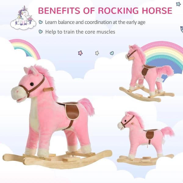 Rootz barn gunghäst - rosa - plysch, trä, stål - 25,59 cm x 12,79 cm x 24,01 cm