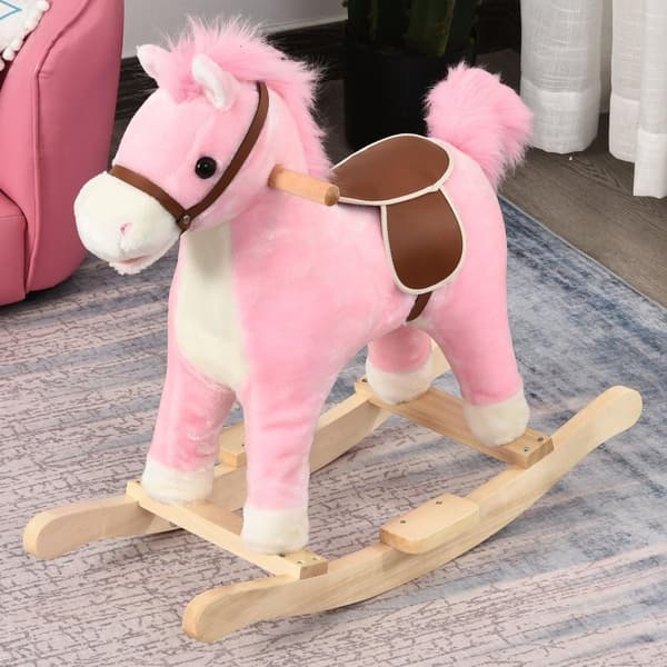 Rootz barn gunghäst - rosa - plysch, trä, stål - 25,59 cm x 12,79 cm x 24,01 cm