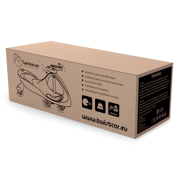 Ajettava lapsille 3+, TwistCar-leluauto, Taaperoauto, Twist-auto ohjauspyörällä, Kumipyörät, Kantavuus jopa 120 kg, Vaaleanpunainen LED